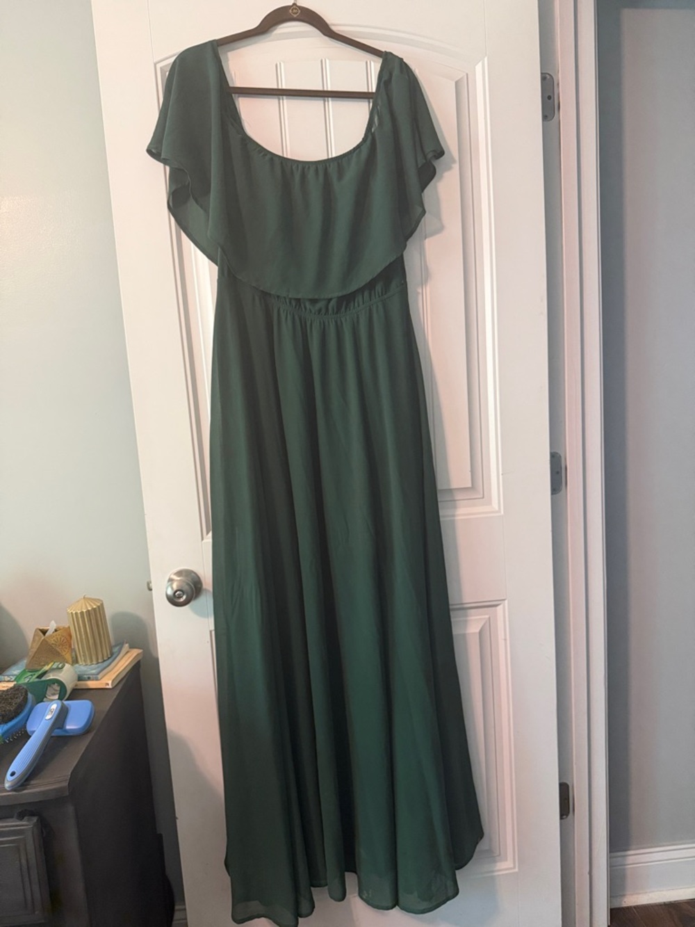Baltic Born Forest Green Ruffle Maxi Dress